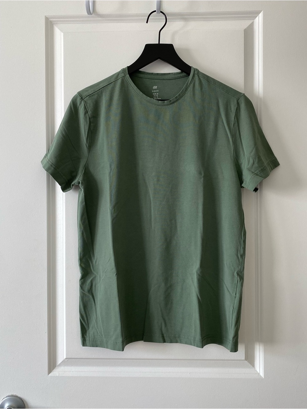 H&M mens slim fit cotton green (sage) tshirt Sz M
